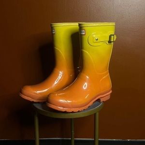 Orange Yellow Ombre Original Short Hunter Boots SZ 9.5/10